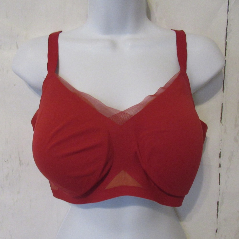 Honeylove Bra 36D 36DD Crossover Red Wireless Wire Free Bralette
